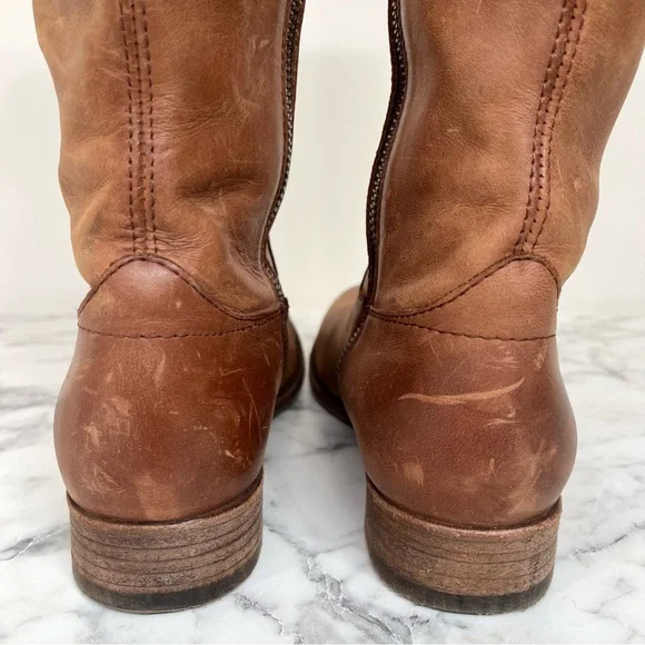 Women's Melissa Western Knee High Leather Boots Cognac Brown Woman’s Size 7B - Picture 9 of 15
